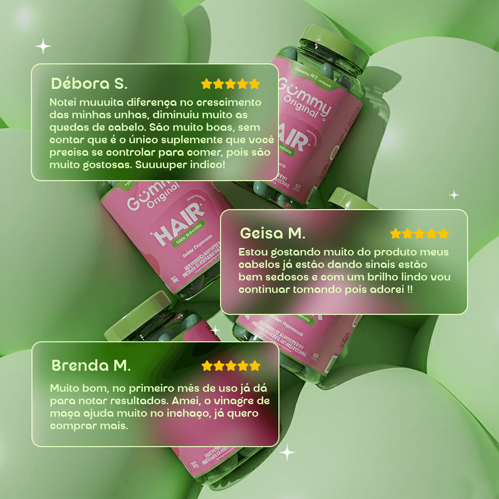 2 Gummy Hair® - Maçã Verde 180 g